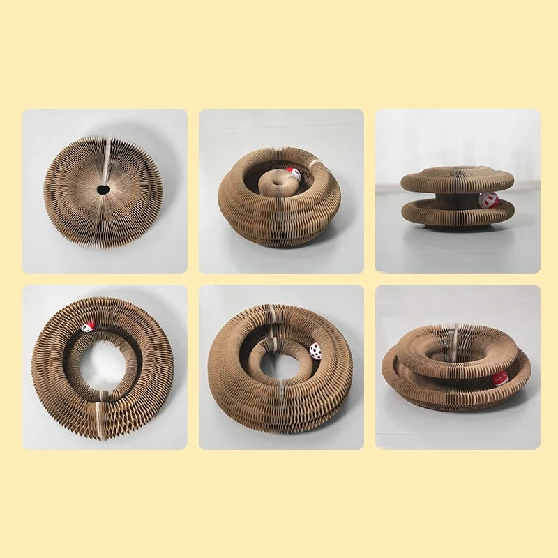 Round Corrugated Cat Scratching Board with Ball & Climbing Frame
