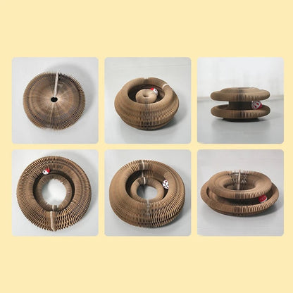 Round Corrugated Cat Scratching Board with Ball & Climbing Frame