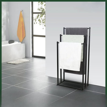 Vertical Metal Towel Rack - Non-Perforated Hanging Rod Bathroom