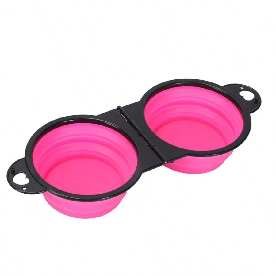 Foldable Dual Bowl 2-in-1 Pet Feeding Set - Portable Travel Bowl