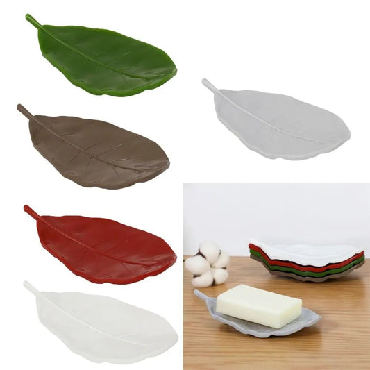 Leaf Shape Soap Dish Holder - Durable Bathroom Kitchen Organizer