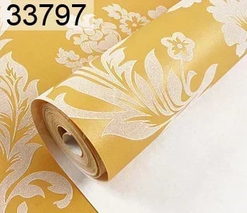 3D Metallic Damask Vinyl Wallpaper Roll Beige Cream Red Brown