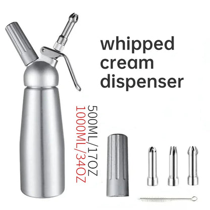 Professional Whipped Cream Dispenser 17oz/34oz Aluminum Siphon Gun