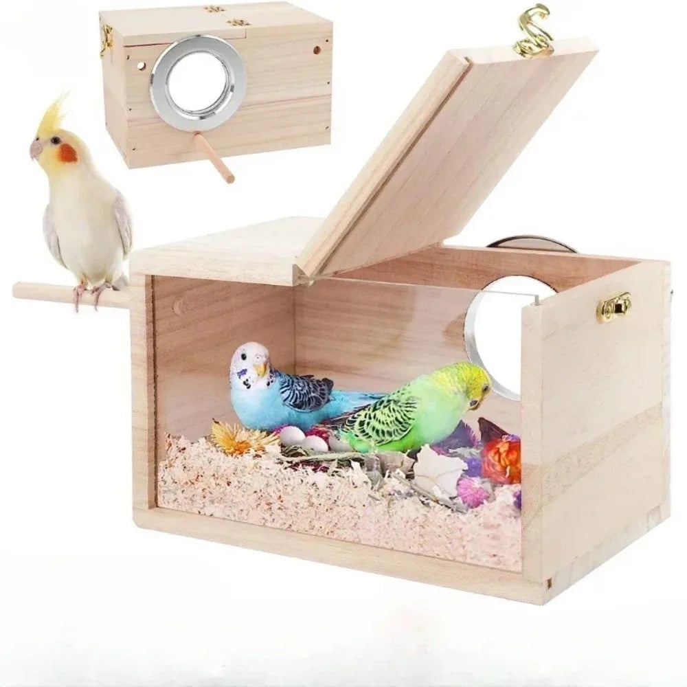 Transparent Parakeet Cockatiel Nesting Box Easy Clean Bird House