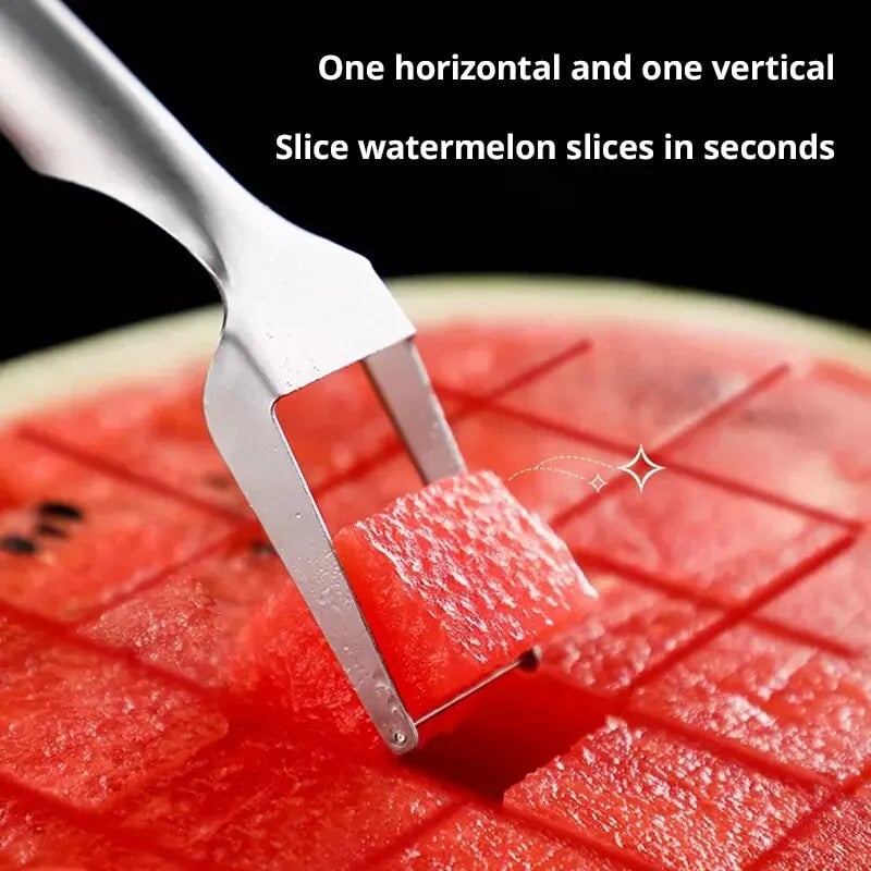2-in-1 Stainless Steel Watermelon Slicer Cutter Fork Tool