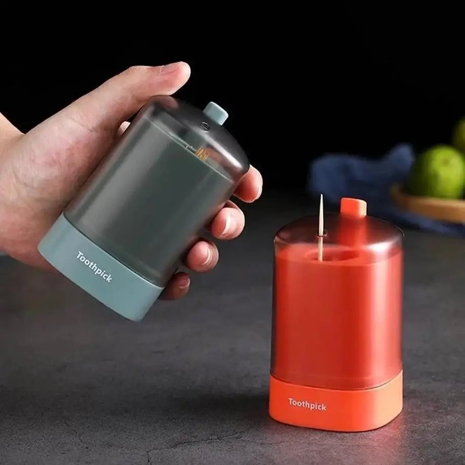 Automatic Press Toothpick Dispenser - Plastic Storage Container