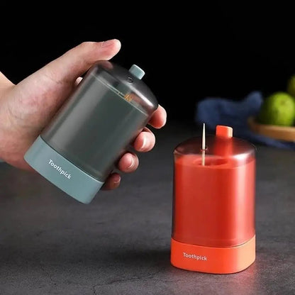 Automatic Press Toothpick Dispenser - Plastic Storage Container