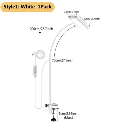 LED Desk Lamp Stepless Dimming Eye-Care Adjustable Gooseneck Light