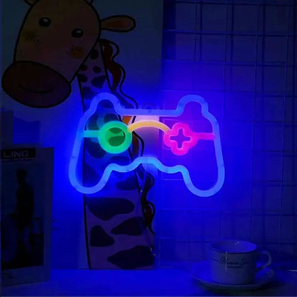 LED Game Controller Neon Sign Light - USB/Battery Gaming Room Decor