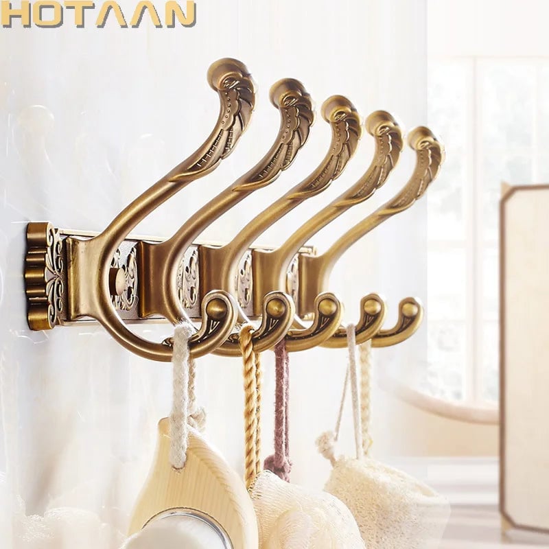 Antique Brass Wall Mount Robe Hook Towel Holder YT-3012