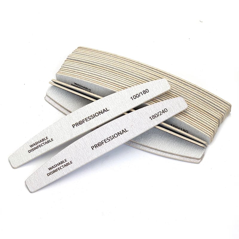 10pcs Wooden Nail Files 100/180/240 Grit Emery Board Manicure Set