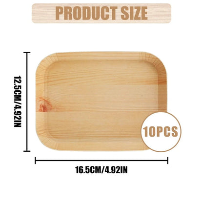 Rectangle Wood Paper Plates 10/20pcs Disposable Tableware Party Trays