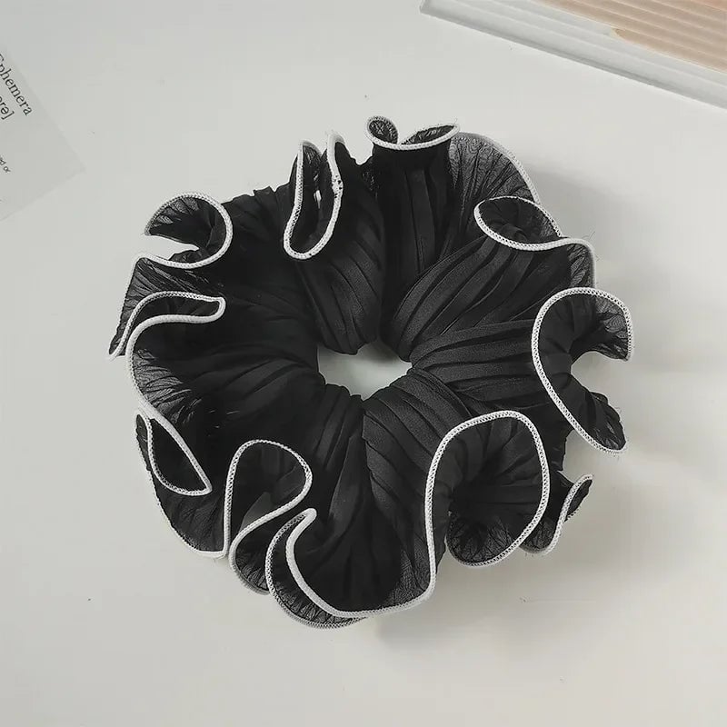Oversized Korean Retro Chiffon Scrunchie Hair Band Fashion Accessory