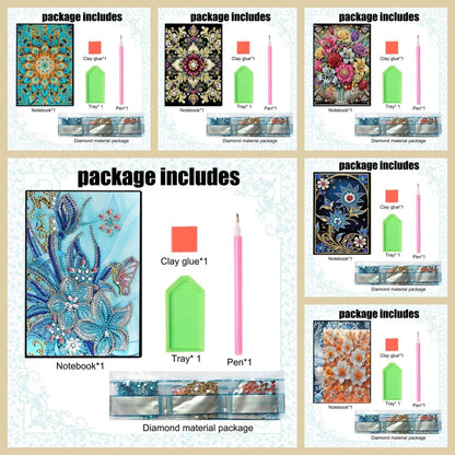 DIY Diamond Painting PU Leather Notebook - Mandala Flower Design Kit