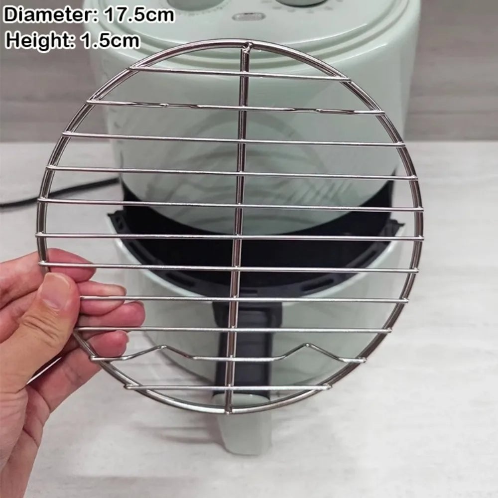 304 Stainless Steel Round Cooking Rack with Feet - Air Fryer BBQ