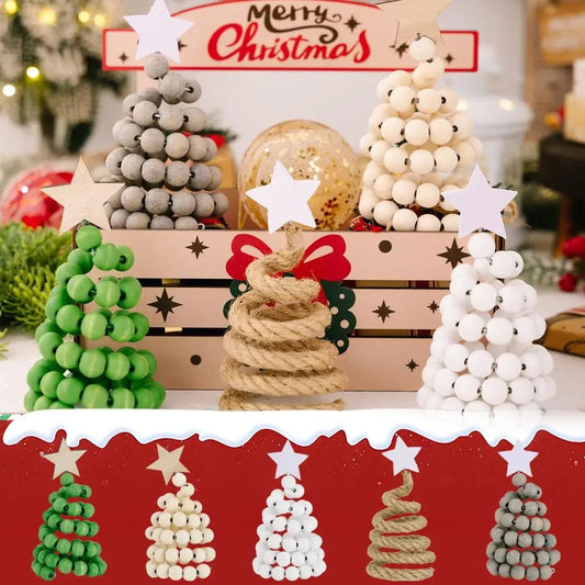 Handmade Wooden Christmas Tree Desktop Ornament - Creative Holiday Decor