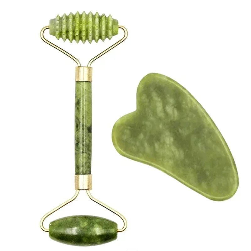 Natural Jade Roller Gua Sha Massager Face Neck Body Eye Care Tool