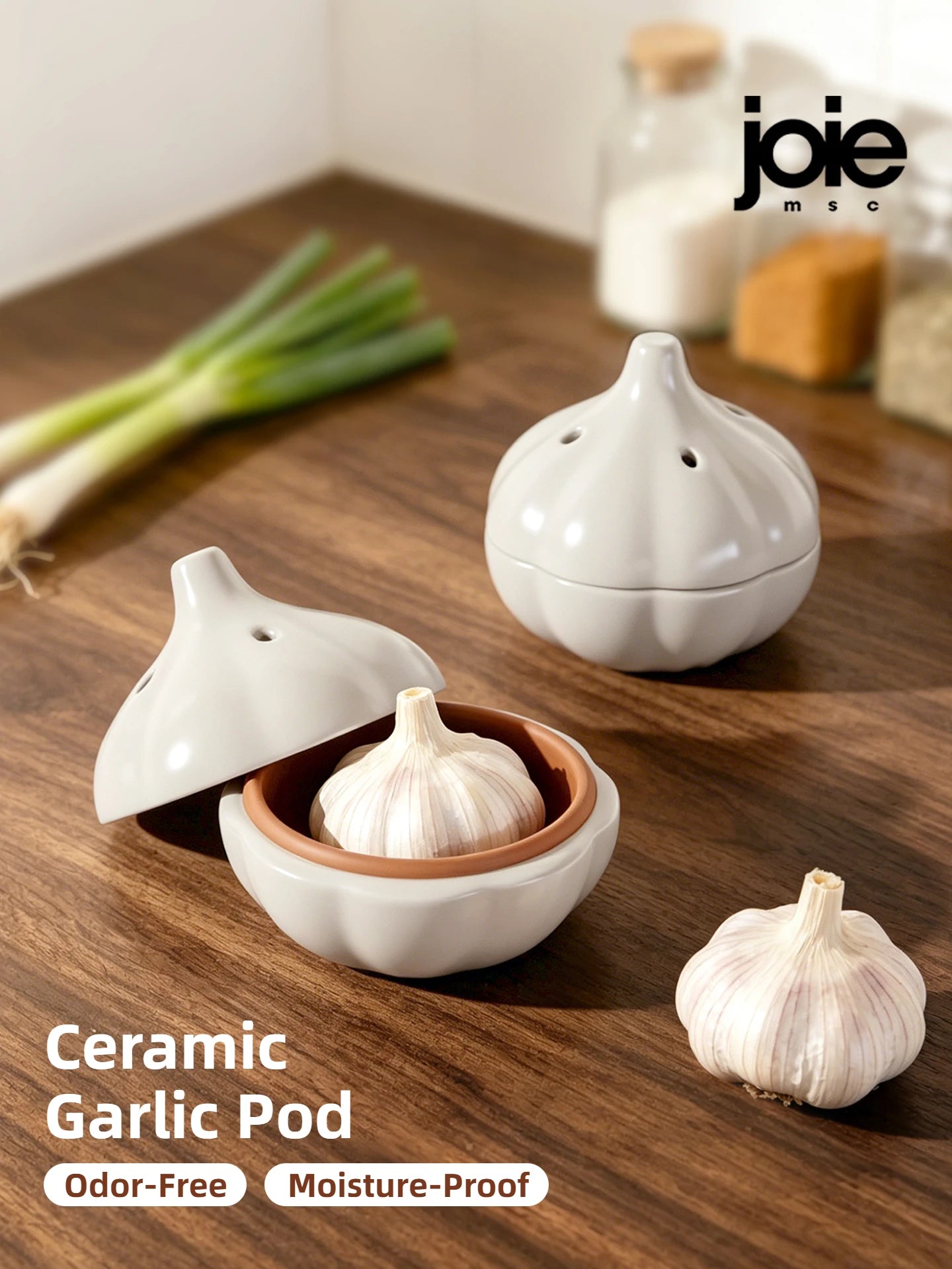Ceramic Garlic Storage Container - Moisture Proof Anti Mold Design