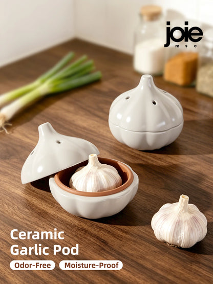 Ceramic Garlic Storage Container - Moisture Proof Anti Mold Design