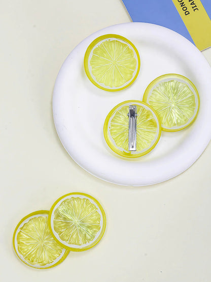 Citrus Fruit Hair Clips - Lemon Orange Design Summer Girls Hairpins