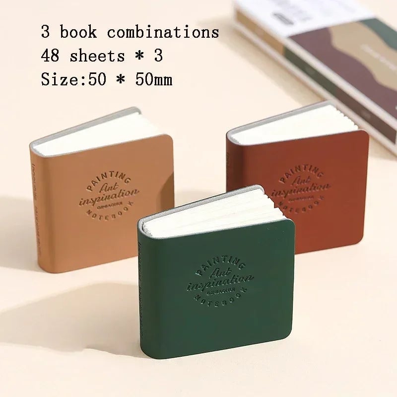Square Watercolor Sketchbook Set 3-Pack Mini Thick Paper Drawing Books