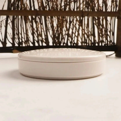 Imitation Porcelain Round Paint Palette with Lid - White Acrylic Tray