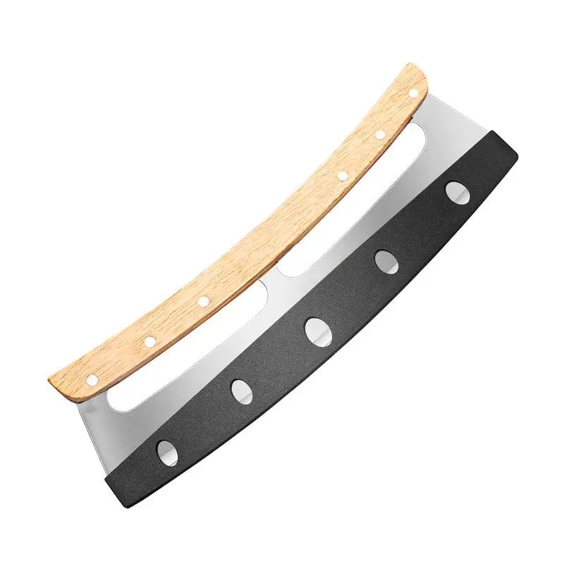 Stainless Steel Pizza Cutter with Wooden Handle - Sharp Wheel Slicer