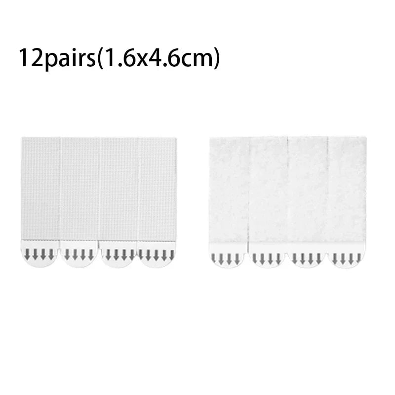 12 Pairs Double-Sided Adhesive Wall Strips Tool-Free Removable Hooks