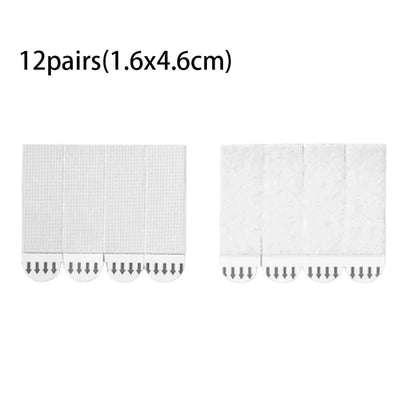 12 Pairs Double-Sided Adhesive Wall Strips Tool-Free Removable Hooks