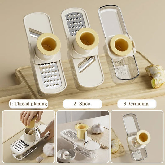 3in1 Manual Garlic Ginger Grinder Press - Spice Herb Crusher Tool