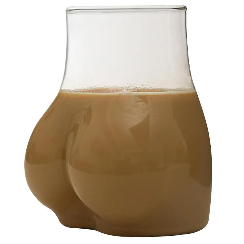 450ml Borosilicate Glass Butt Shaped Mug - Transparent Drinking Cup