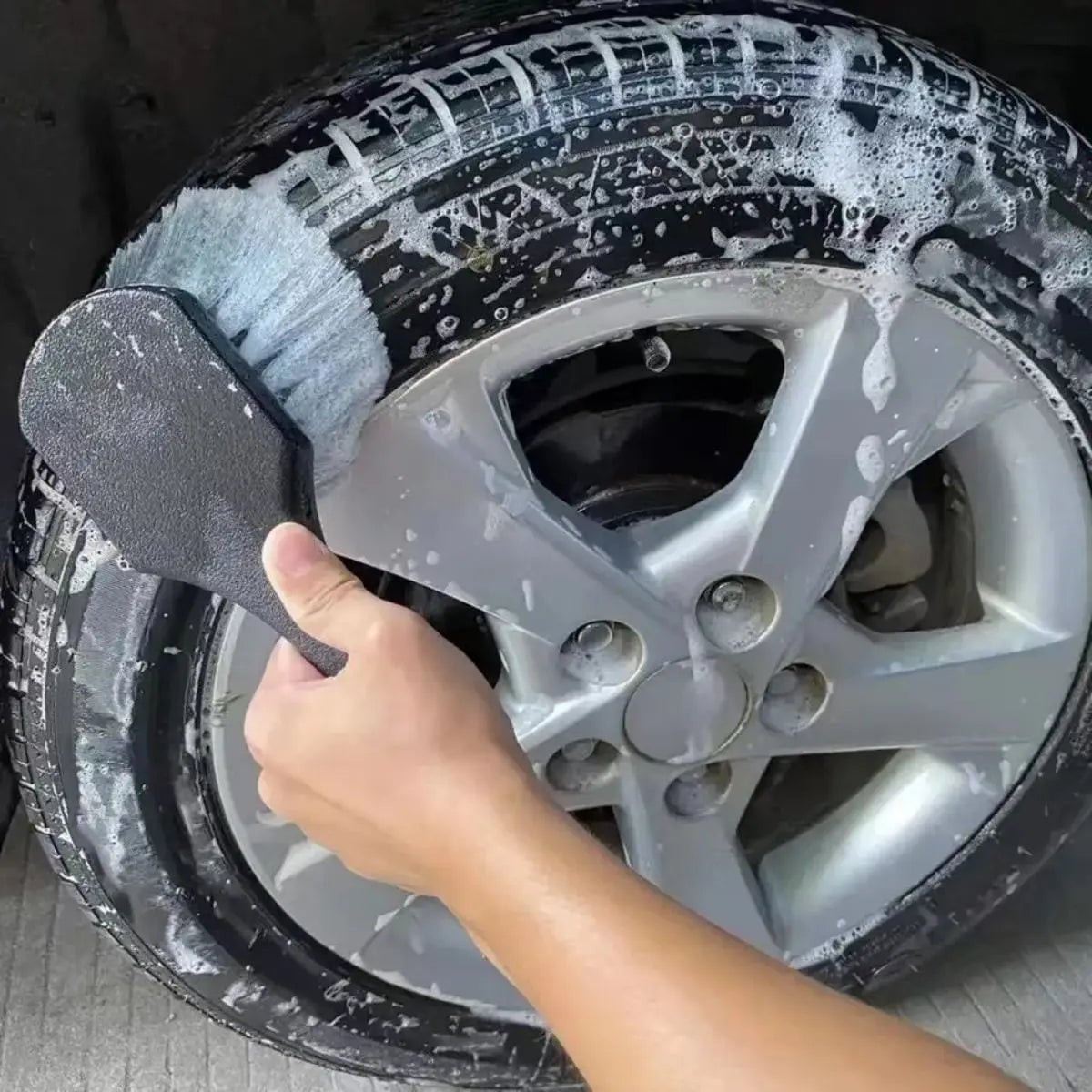Car Wheel Detail Brush Set - Short Handle Tire Rim Cleaning Kit