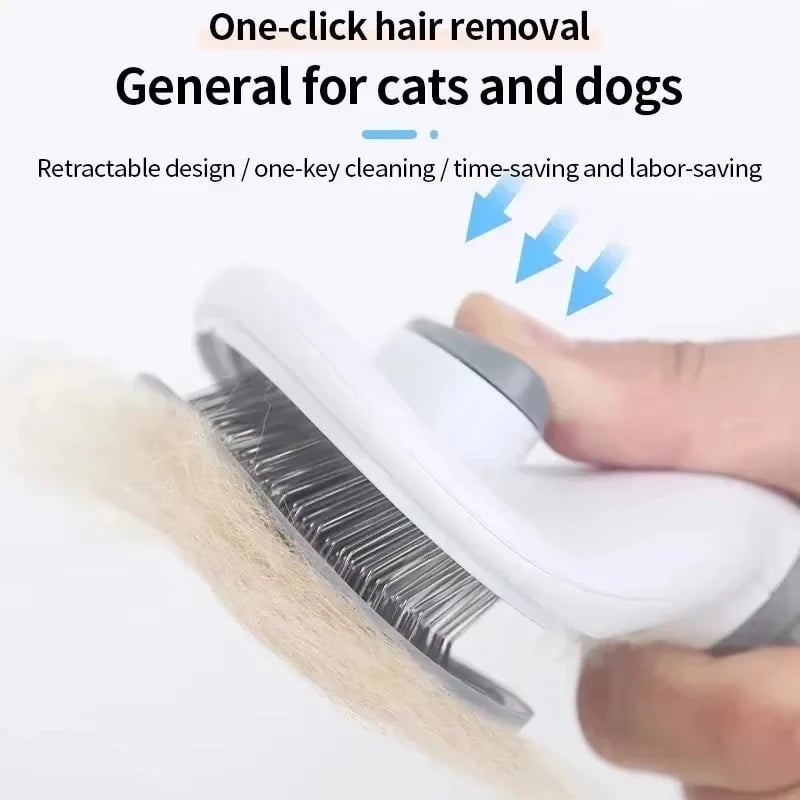 Self-Cleaning Dog Grooming Brush with Massage & Detangling Comb