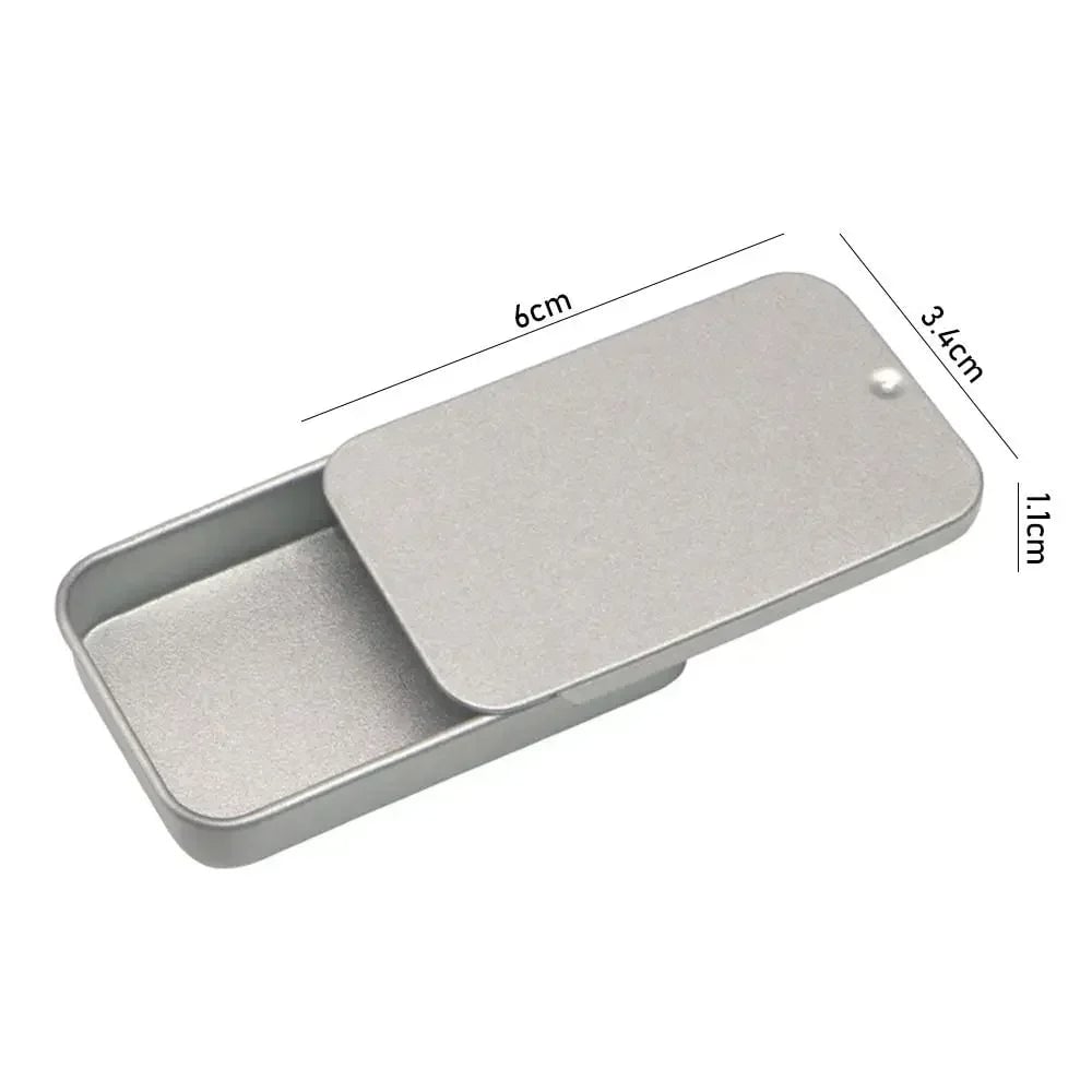 Rectangle Metal Storage Box Iron Flip Cover Lock Silver Hinged