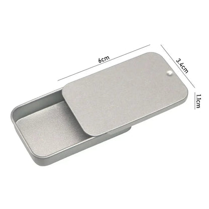Rectangle Metal Storage Box Iron Flip Cover Lock Silver Hinged