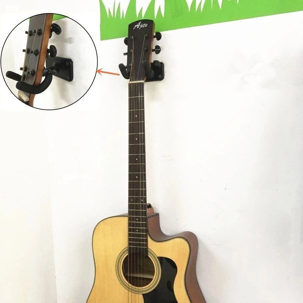 Metal Guitar Wall Mount Hook - Non-Slip Holder for Guitar Bass Ukulele