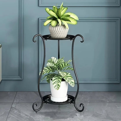 Double Layer Metal Flower Rack Plant Display Stand Indoor Outdoor