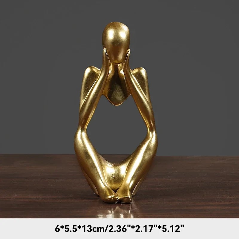 Sand Color Abstract Thinker Statue - Yoga Meditation Figurine Decor