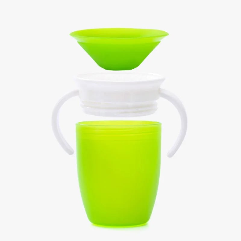 360° Rotated Baby Learning Cup Double Handle Flip Lid Leakproof