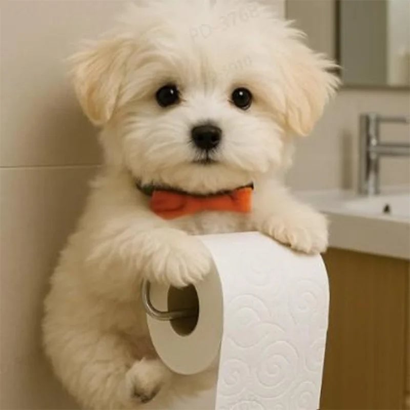 Resin Dog Tissue Holder - Toilet Paper Dispenser Bathroom Decor