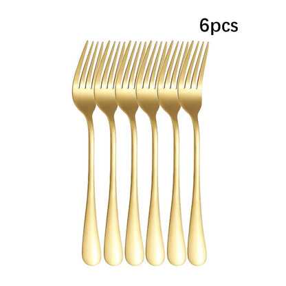 Golden Stainless Steel Cutlery Set - Thickened Hotel Grade Flatware
