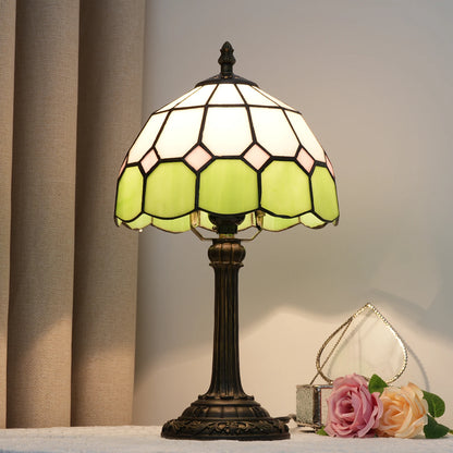 8" Mediterranean Stained Glass Table Lamp - Minimalist Bedside Reading