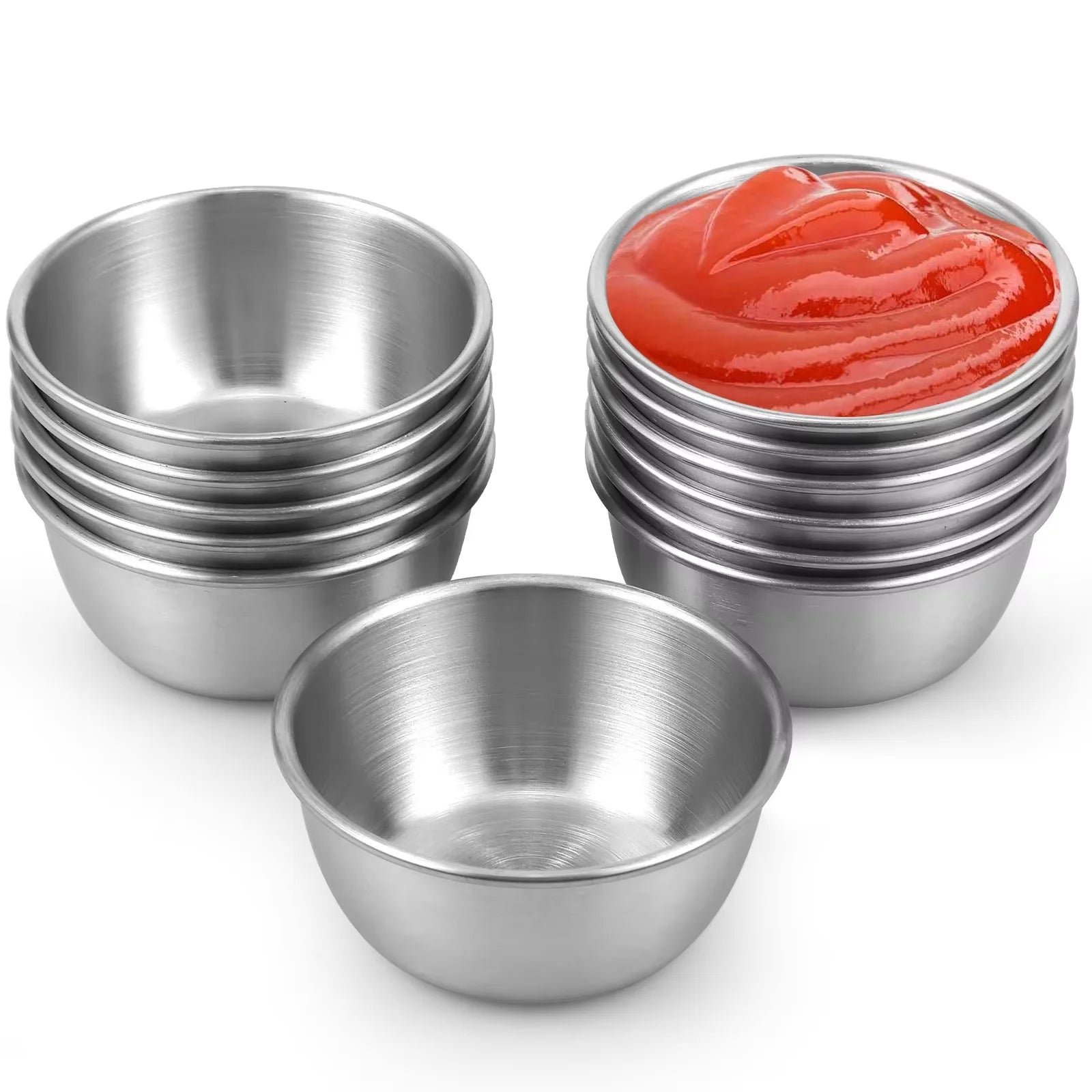 304 Stainless Steel Sauce Dipping Bowls 6/12 Pcs Round Mini Cups