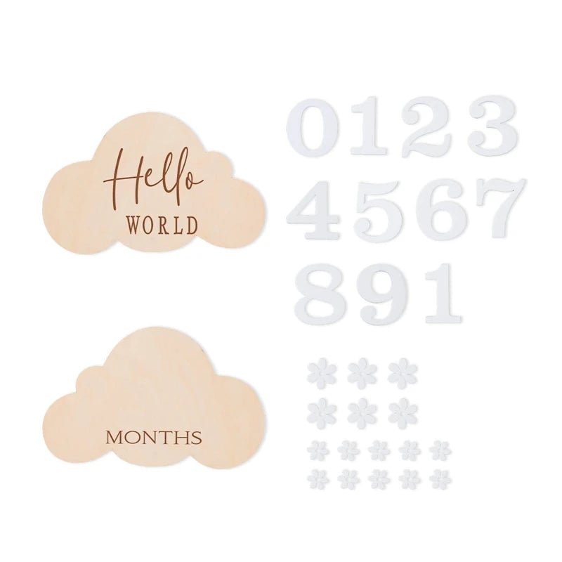 Wooden Baby Milestone Number Cards Monthly Newborn Photography Props