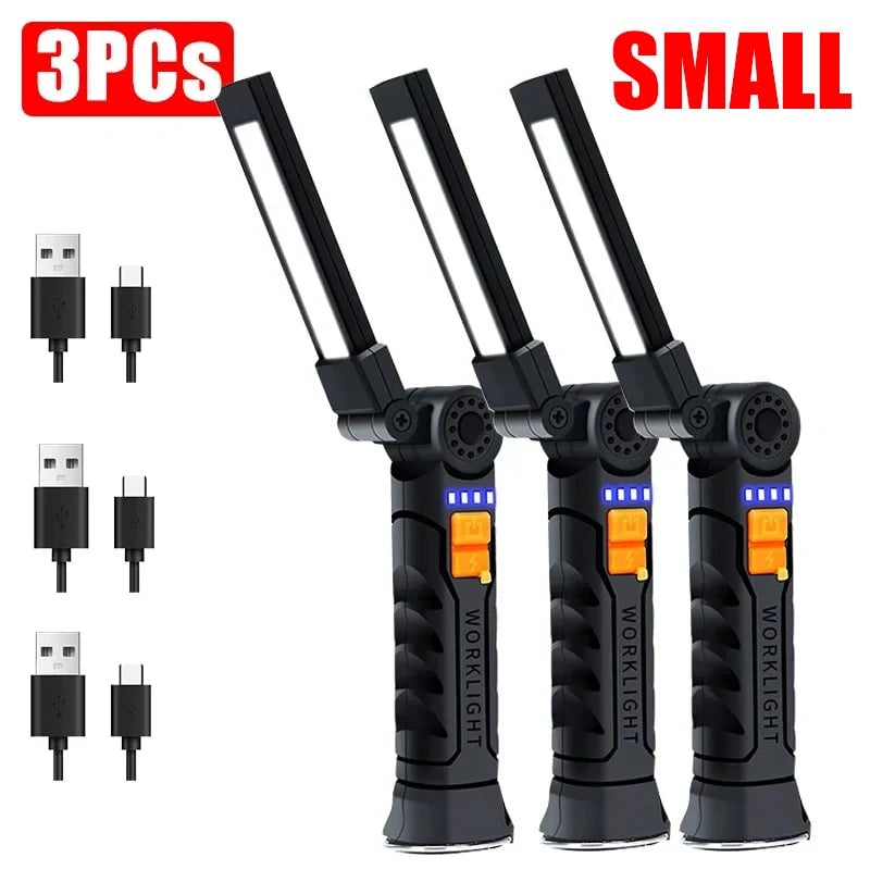 USB Rechargeable COB LED Work Light Magnetic Portable Camping Torch