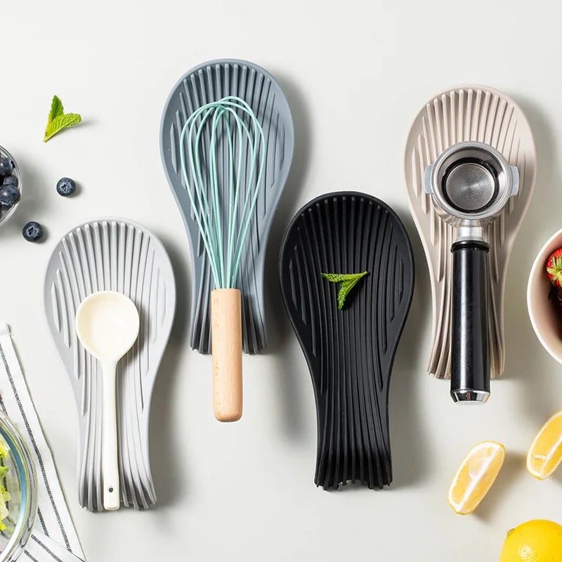 Heat-Resistant Silicone Kitchen Tray with Spatula & Spoon Set