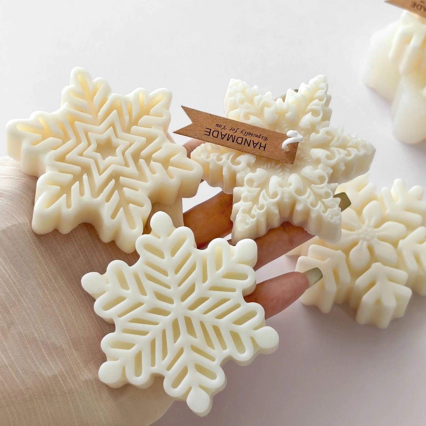 Snowflake Candle Silicone Mold - Christmas Soap Wax DIY Craft