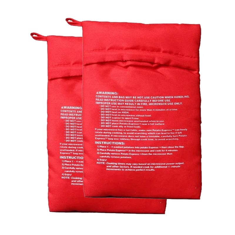 Microwave Potato Cooker Bag - Reusable 4 Minute Express Red Pouch