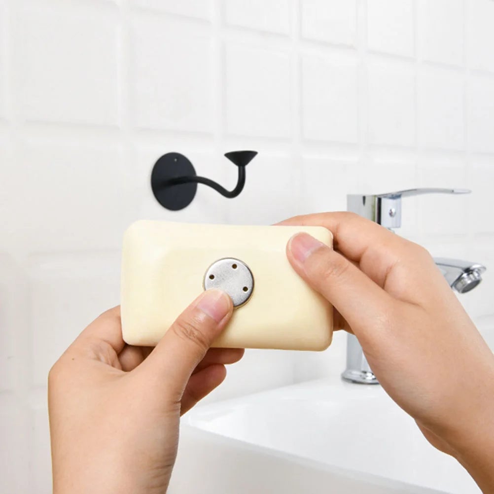 4pc Magnetic Stainless Steel Soap Holder Wall Mount Draining Stand