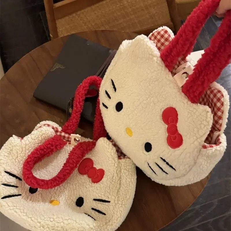 Hello Kitty Plush Shoulder Bag - Large Capacity Anime Handbag
